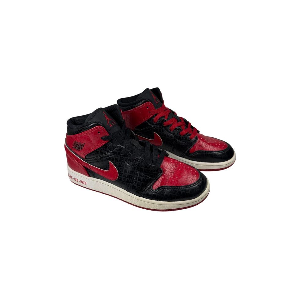 Nike Air Jordan 1 Mid SS "Black + Red = Bred" colorway 5.5Y